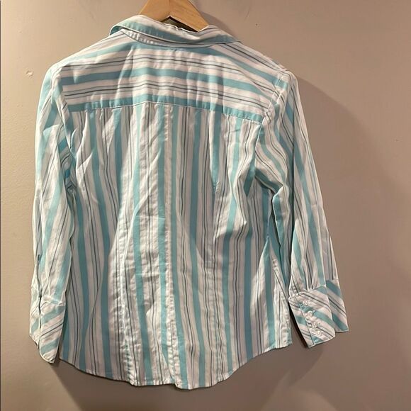 LOFT Aqua Striped Shirt - Picture 5 of 7